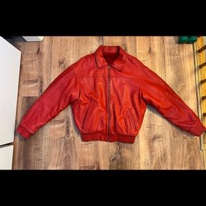 Red ÉGO Genuine Italian Leather (Lambskin) Jacket w/ Faux Fur Lining